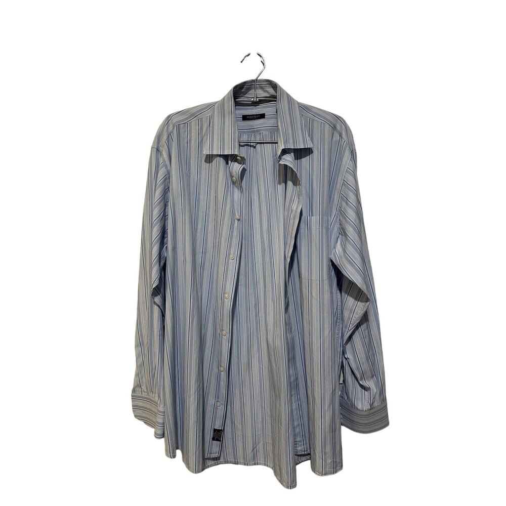 Burberry London Blue Pin Stripe Long Sleeve Dress Cotton Shirt 16 1/2 R
